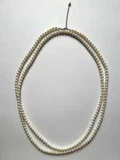 パール風 ロングネックレス 2連 フォーマル