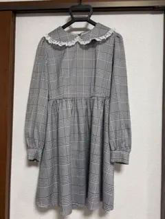 Ank Rouge チェック柄ワンピース グレー