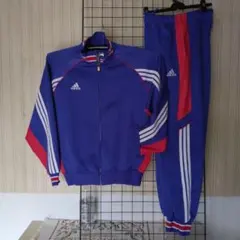 adidas スポーツジャージ 青 ストライプジャージー上下