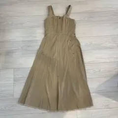 ベージュ キャミソール ロングワンピース