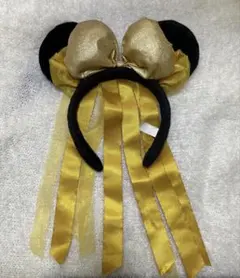 ディズニー リボン付きカチューシャ ゴールド