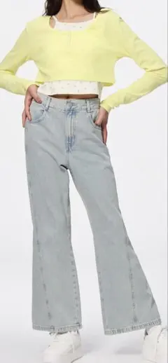 GUカーブシームフレアジーンズ ブルー M150