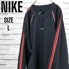 ナイキ　センターロゴ　刺繍ロゴ　ラグランプルオーバー　y2k 黒　Lサイズ