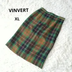 VINVERT チェック柄 タイトスカート 13/XL ウール混紡