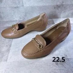 未使用級✨銀座カネマツ ビットローファー 22.5 ウェッジソール 晴雨兼用