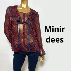 【2862】Minir dees チェック柄 シアーシャツ ブラウス Fのサムネイル