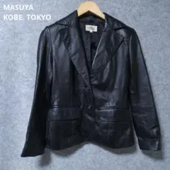 MASUYA KOBE. TOKYO ブラックシープレザーブレザー 青いステッチ