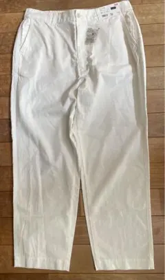 新品タグ付きユニクロUNIQLO リネンコットンテーパードパンツ ホワイトXXL