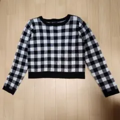 & by P&D チェック柄 クロップドニット 38