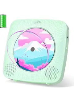 CDプレーヤー 卓上 壁掛け式 Bluetooth受信 送信 グリーン