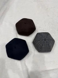 ベレー帽 3色セット ブラウン ネイビー グレー　44〜46cm