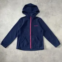 【人気】Columbia フリースパーカー 起毛 ロゴ刺繍 青 M AP41