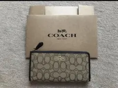 COACH ❣️コーチ 長財布 L字ファスナー シグネチャー ベージュ/ブラック