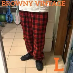 美品 BROWNY VINTAGE ブラウニービンテージ チェックパンツ L 赤のサムネイル