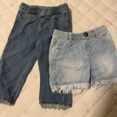 デニムパンツ 80サイズ 2点 女の子 ショートパンツ ジーンズ セット売り
