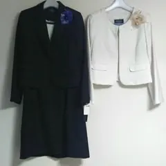 未使用 タグ付 レディース フォーマル スーツ 13号 L 日本製コサージュ