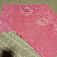 帯揚げ　正絹　ピンク　刺繍