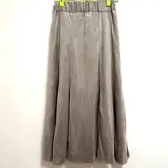 ⭐️ベージュフレアロングスカート スエード風　裏地付き