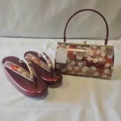 草履と和装バッグのセット☆桜柄☆日本製☆Lサイズ☆礼装用☆フォーマル