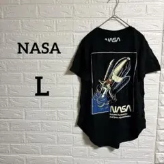 海外古着♡NASA【L】ブラックロケットデザイン半袖Tシャツユニセックス
