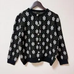 美品✨coca コカ 花柄ジャガードニットカーディガン ブラック レトロ