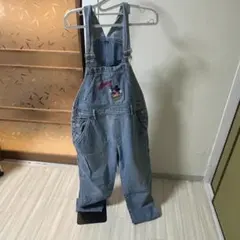 MICKEY UNLIMITED ミッキー刺繍 デニムオーバーオール M