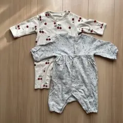 ベビー服 ロンパース カバーオール 2点セット さくらんぼ 花柄