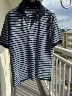 OLDUNIQLO 90年代未使用品ネイビー ストライプ コットンポロシャツ M