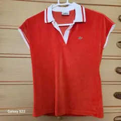未使用　LACOSTE オレンジ ポロシャツ 半袖(ベロア生地)