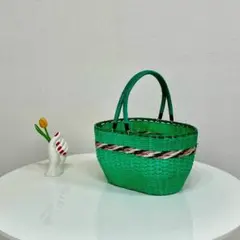 昭和レトロ 手提げバスケット 買い物かご 収納かご ヴィンテージ 当時物のサムネイル