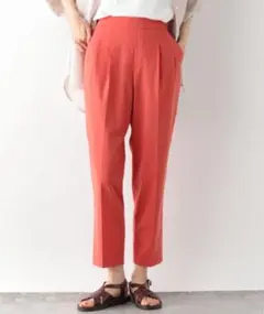 GLOBAL WORK●ウツクシルエットDRYテーパードパンツ●赤●タックパンツ