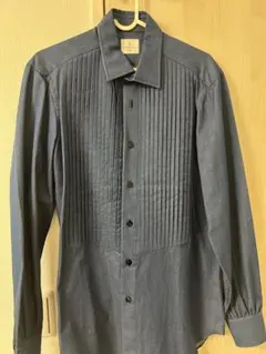【極美品】AVINO NAPOLI デニムシャツ プリーツ 結婚式 新郎