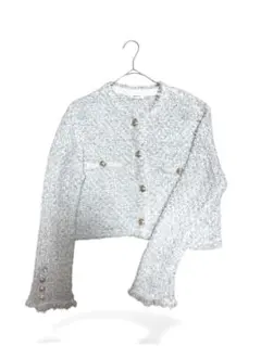 Maria様専用　FRAY I.D ツイードニットカーディガン ライトグレー