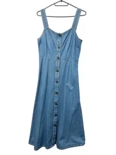 GU デニムフロントボタンジャンバースカート デニムキャミソールワンピース