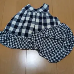 ネイビーとホワイトのチェック ワンピースセット