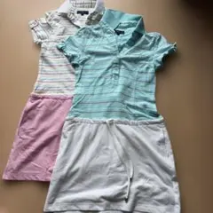 水色と白のストライプポロワンピース Mサイズ