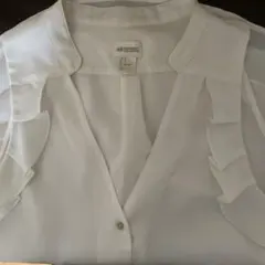 フリル　ノースリーブ　ブラウス　白　H&M