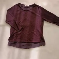 レディース ミセス 長袖カットソー えんじ系L