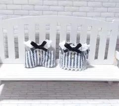 ハンドメイド　ミニチュアドール服　赤ちゃんパジャマセット　ストライプ