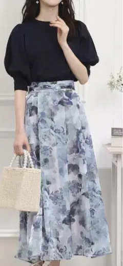 オーガンフルールタックベルトスカート　Sサイズクチュールブローチ