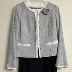 レディース　ツイードジャケット コサージュ付き　11号　L