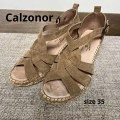 Calzonor カルゾナールスエードエスパドリーユ　ベージュ35 レアデザインのサムネイル