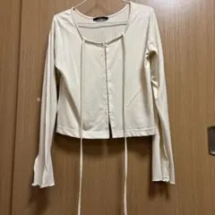 Kastane カスタネ カットリブ紐カーディガン アイボリー