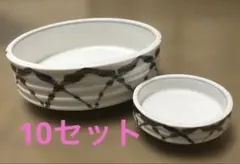 陶器の青茶ライン皿セット