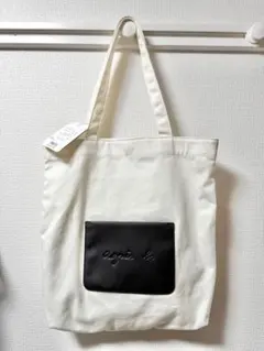 agnes b. トートバッグ　アイボリー/ブラック