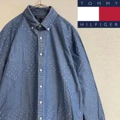 TOMMY HILFIGER ヒルフィガー ランダムドット インディゴ シャツ