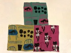【新品】マタノアツコ ハンカチ 3枚セット★黒猫 ガーゼ 完売品 ギフトにも