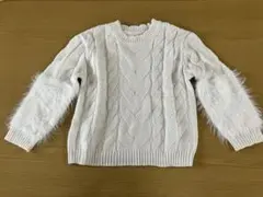 ホワイト ケーブル編み セーター 130