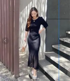 黒 ニットワンピース フィット＆フレア