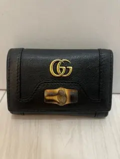 GUCCI ブラックレザー バンブーキーケース